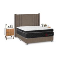 Juego de Dormitorio Forli Platinium Queen Marrón + Velador Milan