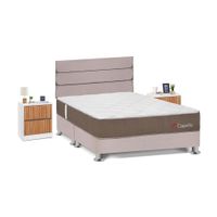 Juego de Dormitorio Forli Capella Queen Beige + Velador Roma