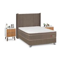 Juego de Dormitorio Forli Sirius 2 Plazas Marrón + Velador Milan