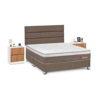 Juego de Dormitorio Forli Boreal Queen Marrón + Velador Roma