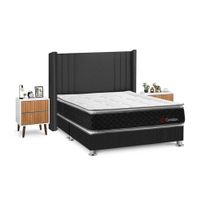 Juego de Dormitorio Forli Golden Queen Gris + Velador Milan