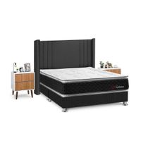 Juego de Dormitorio Forli Golden King Gris + Velador Milan