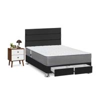 Juego de Dormitorio Forli Polaris Gris con Cajones 2 Plazas + Velador For