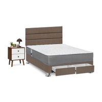 Juego de Dormitorio Forli Polaris Marrón con Cajones 2 Plazas + Velador For