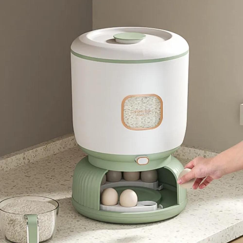 Dispensador De Arroz y Menestras Con Organizador de Huevos - Verde