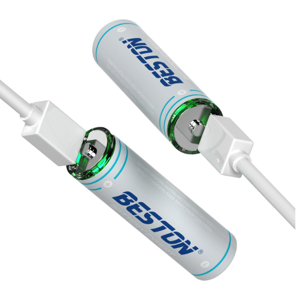 2 Baterias de Litio Recargable AA Pila 1.5V 2200Mah BESTON USB TIPO C