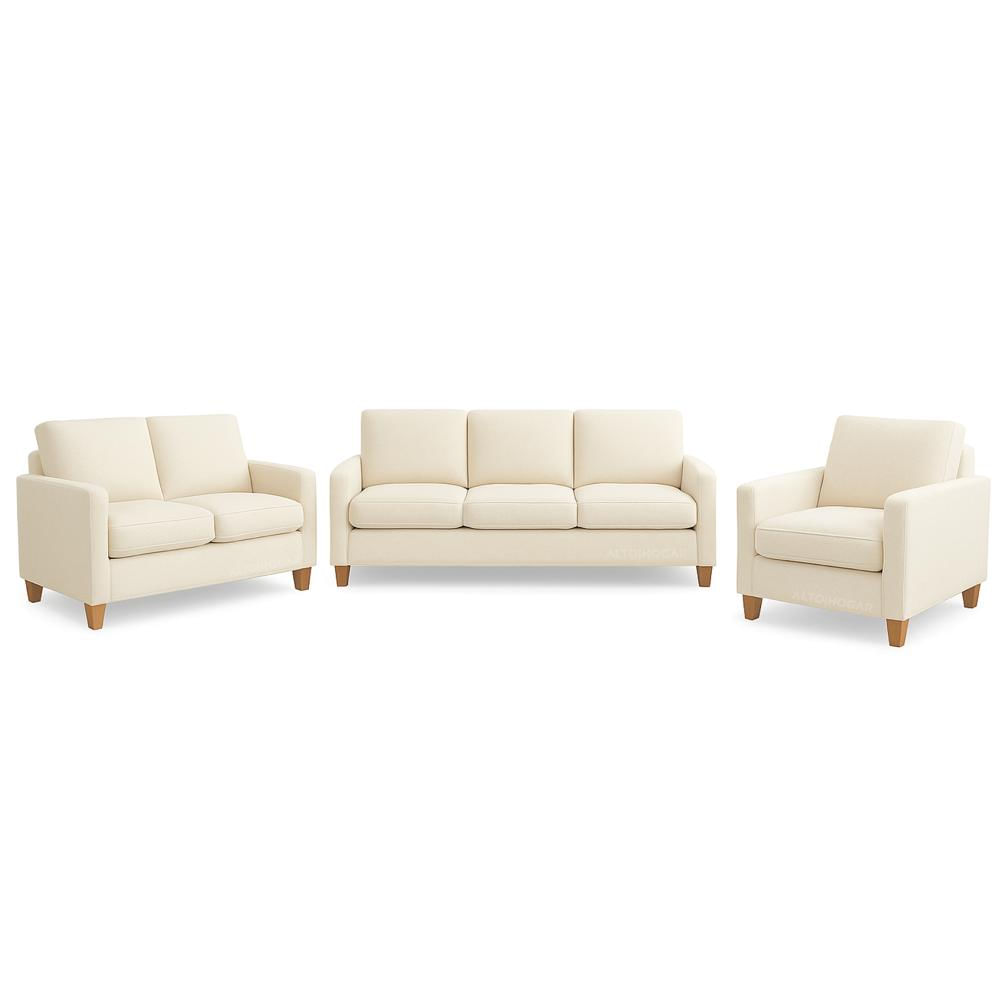 Juego de Sala 3 2 1 Emma Crema - Tapiz Antifluido