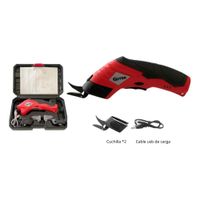Tijera Electrica Inalambrica Recargable Tela Cuero Cartón - Rojo