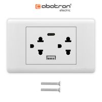 Tomacorriente Tierra Mas Toma Doble Usb Placa Abatron