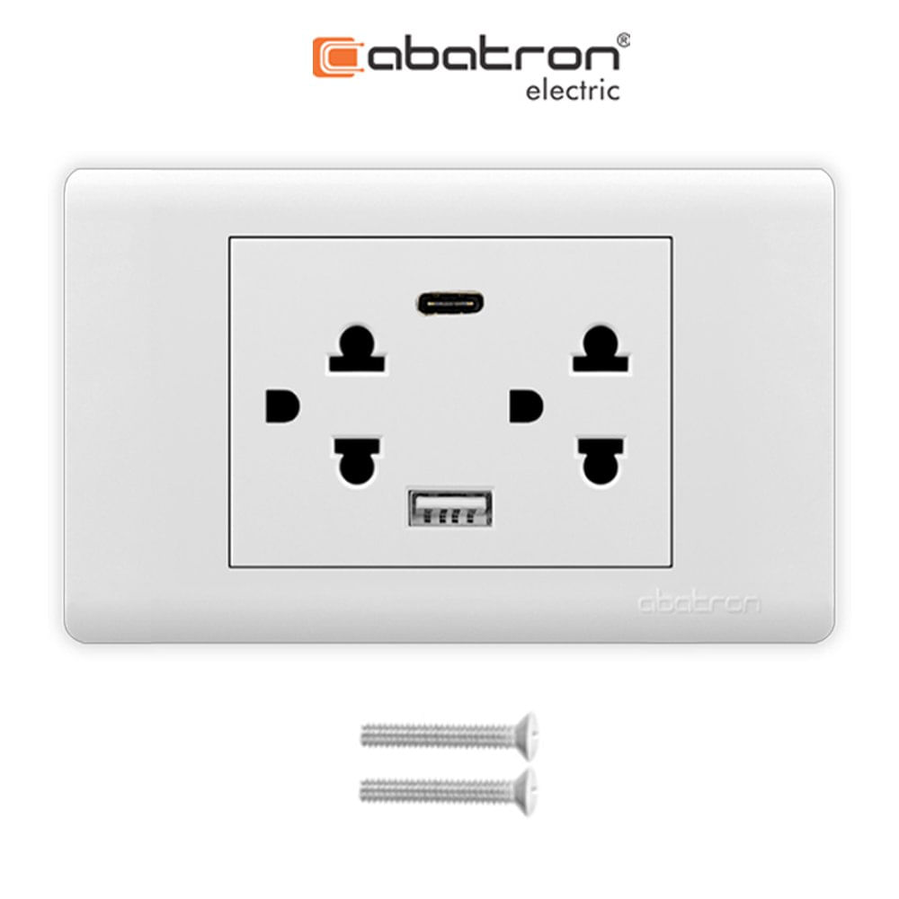 Tomacorriente Tierra Mas Toma Doble Usb Placa Abatron