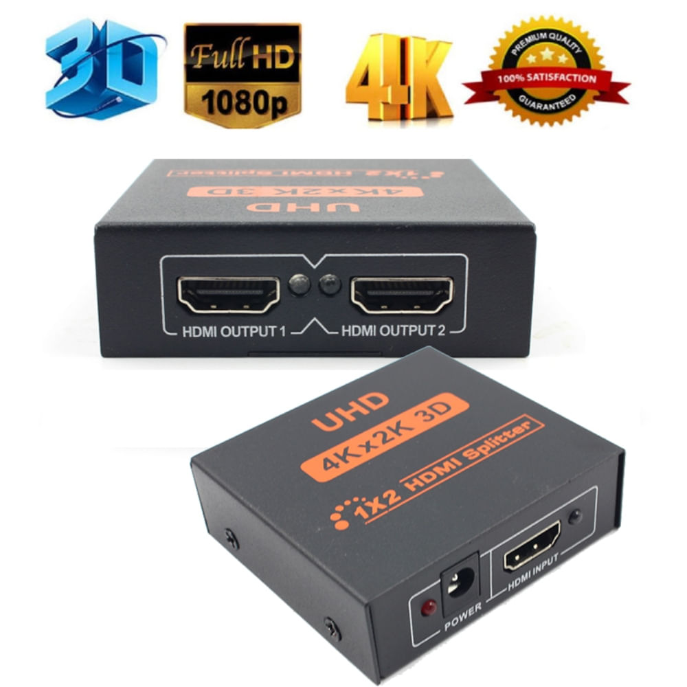 Splitter Hdmi 1x2 2.0 Full Hd 4k 2160p Multiplica Señal Conecta 2 tv