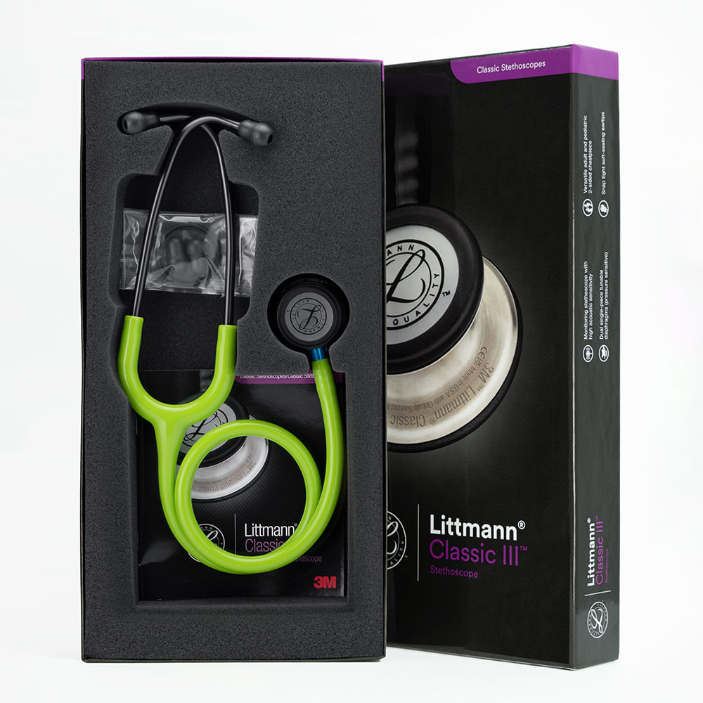 Estetoscopio LITTMANN Classic III Smoke Chestpiece Verde Limón Vástago Azul 5875