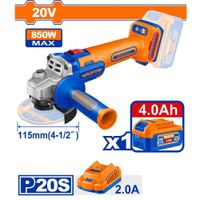 Amoladora Inalámbrica 4.5 - 115mm BRUSHLESS con Batería 4.0Ah Wadfow