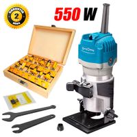 Ruteadora Fresadora Tupi de Mano 6.35mm Dongcheng DMP04-6B 550W Base Inclinada y 12 Fresas