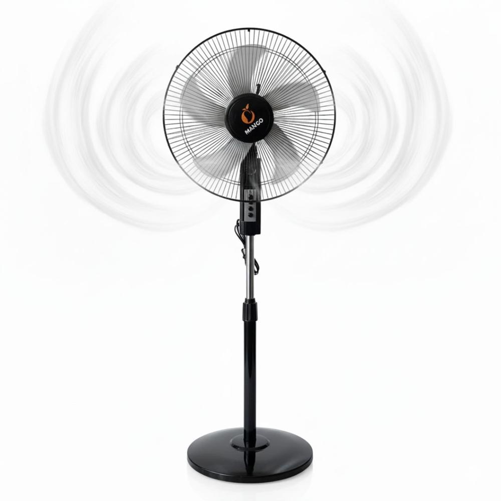 Ventilador Pedestal Moderno de 16 pulgadas 45W 5 Aspas y 3 Velocidades Negro