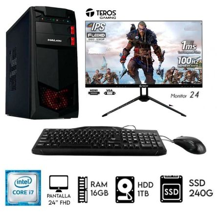 Computadora Pc Intel Core i7 Ram 16GB Disco HDD 1TB SSD 240GB Monitor 24FHD Computadora Pc Intel Core i7 Ram 16GB Disco HDD 1TB SSD 240GB Monitor 24FHD