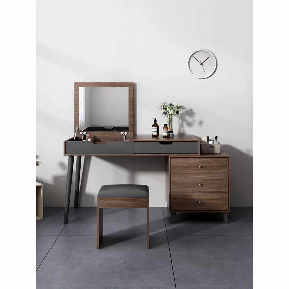 Tocador Caparó con Espejo y Asiento Color Catania\Plomo TU MESITA