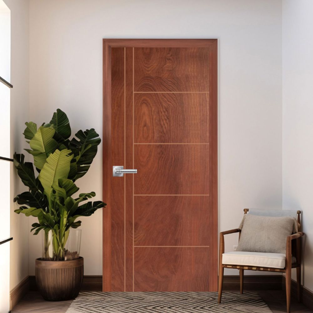 Combo Puerta Veneto Sapelli 85x2070 con marco + 3 Bisagras + Kit instalación Dimfer