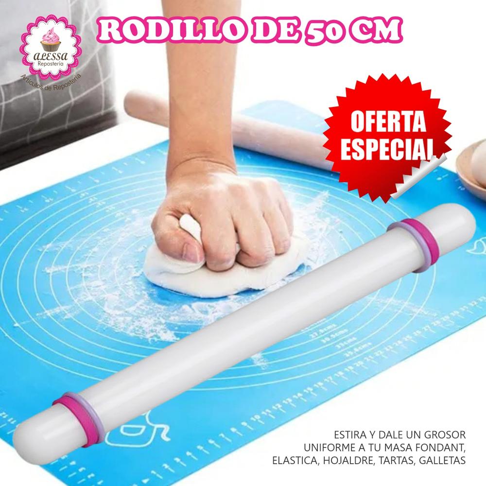 Rodillo de 50 cm. para Fondant Masas con 4 anillos para Repostería