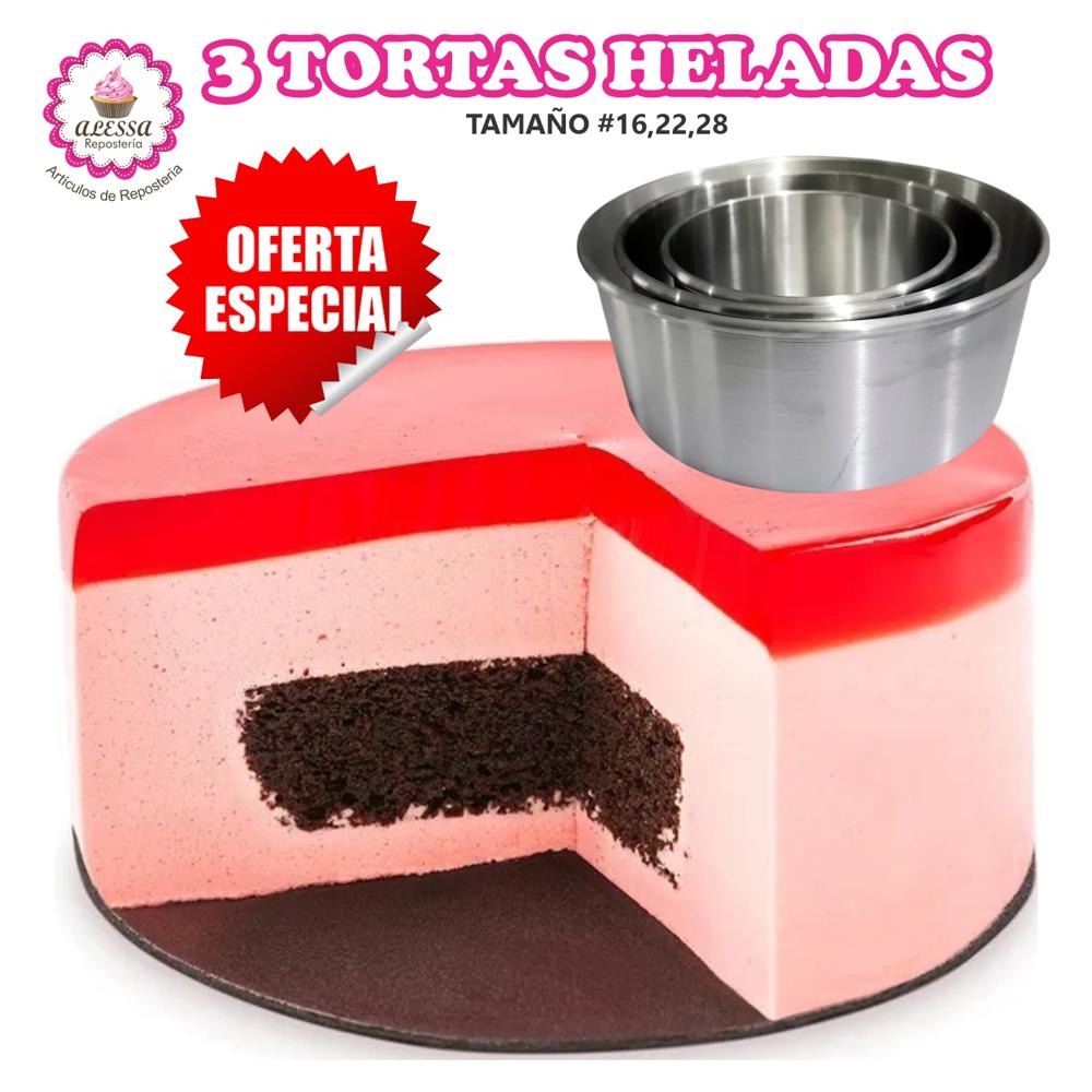 Set de 3 Moldes de Torta Helada Número 16-22 y 28 para Repostería