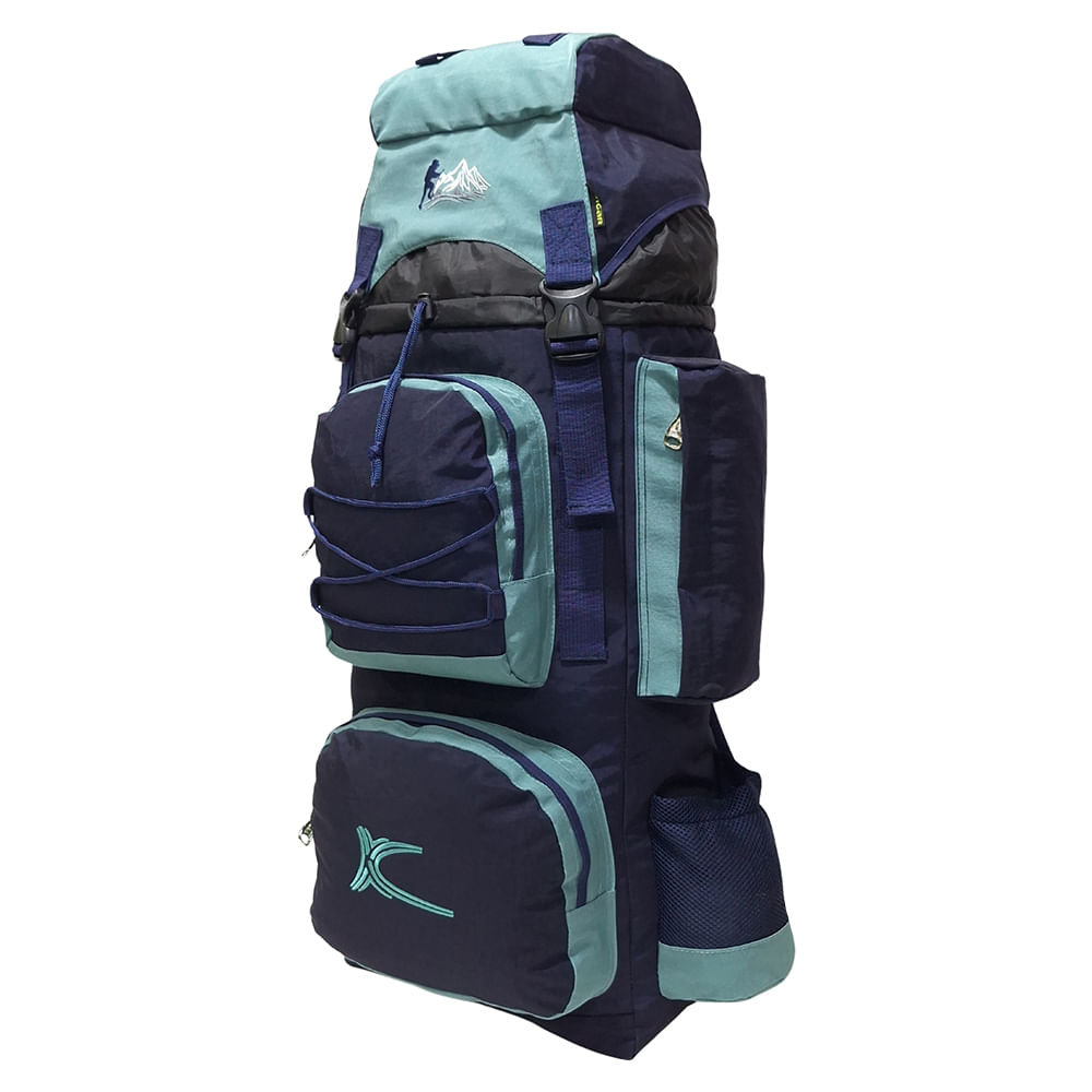 Mochila Campera Kengar Modelo N.4 Azul - Verde Jade