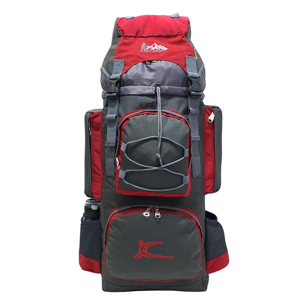 Mochila Campera Kengar Modelo N.4 Plomo - Rojo