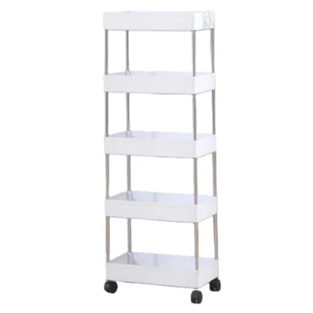 Carrito de Cocina 5 Niveles Estante Organizador con Ruedas Hogar Baño Blanco Carrito de Cocina 5 Niveles Estante Organizador con Ruedas Hogar Baño Blanco