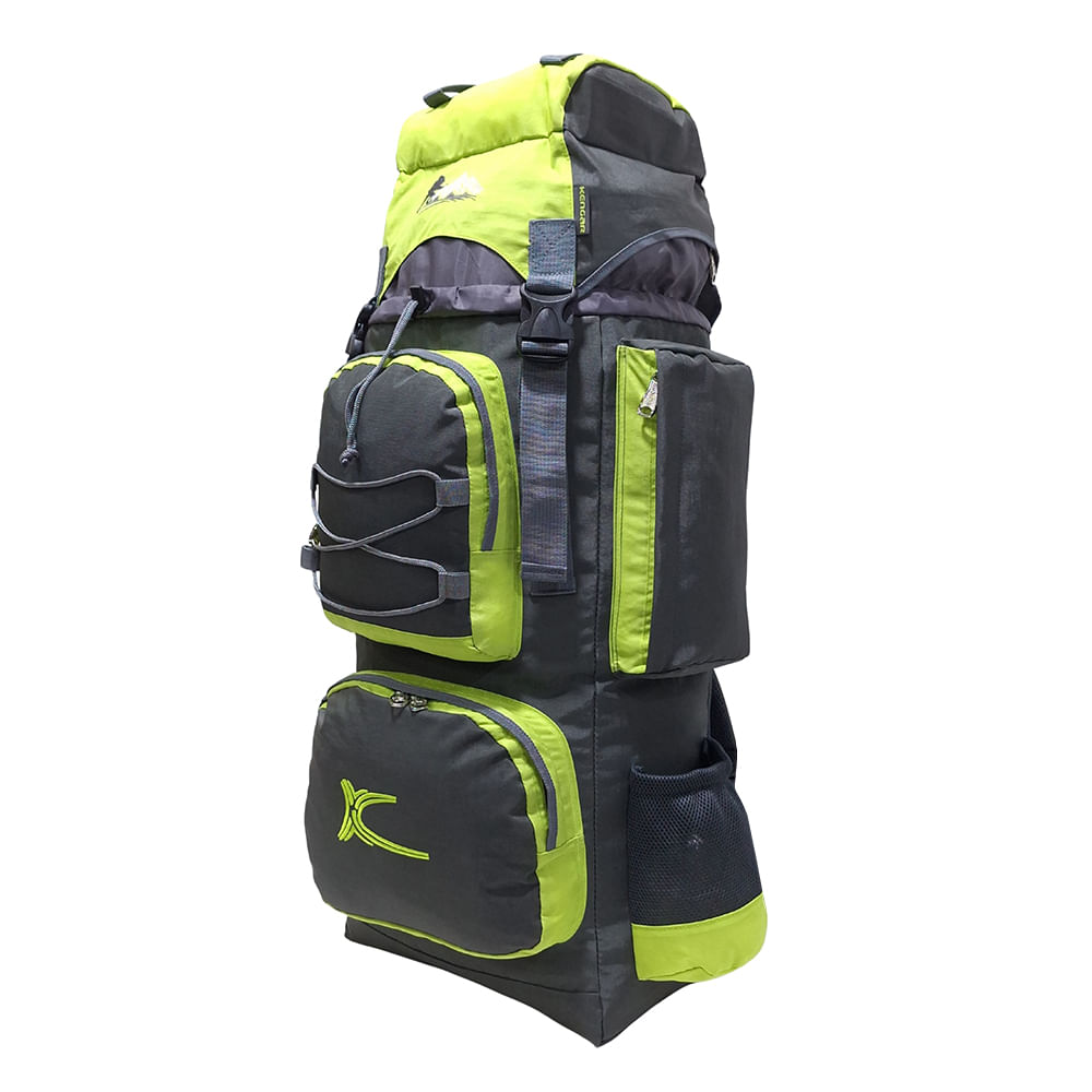 Mochila Campera Kengar Modelo N.4 Plomo - Verde Limón