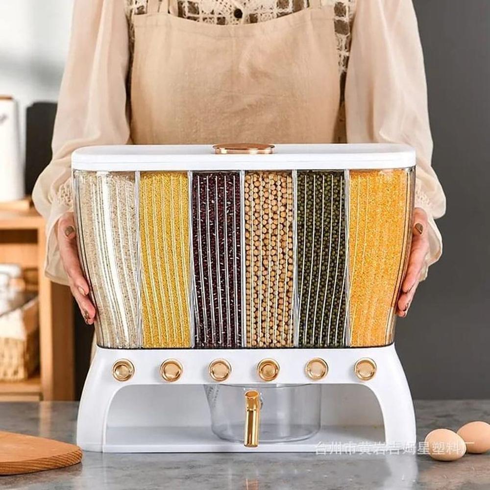 Dispensador De Arroz y Menestras De 15 Kilos Dorado