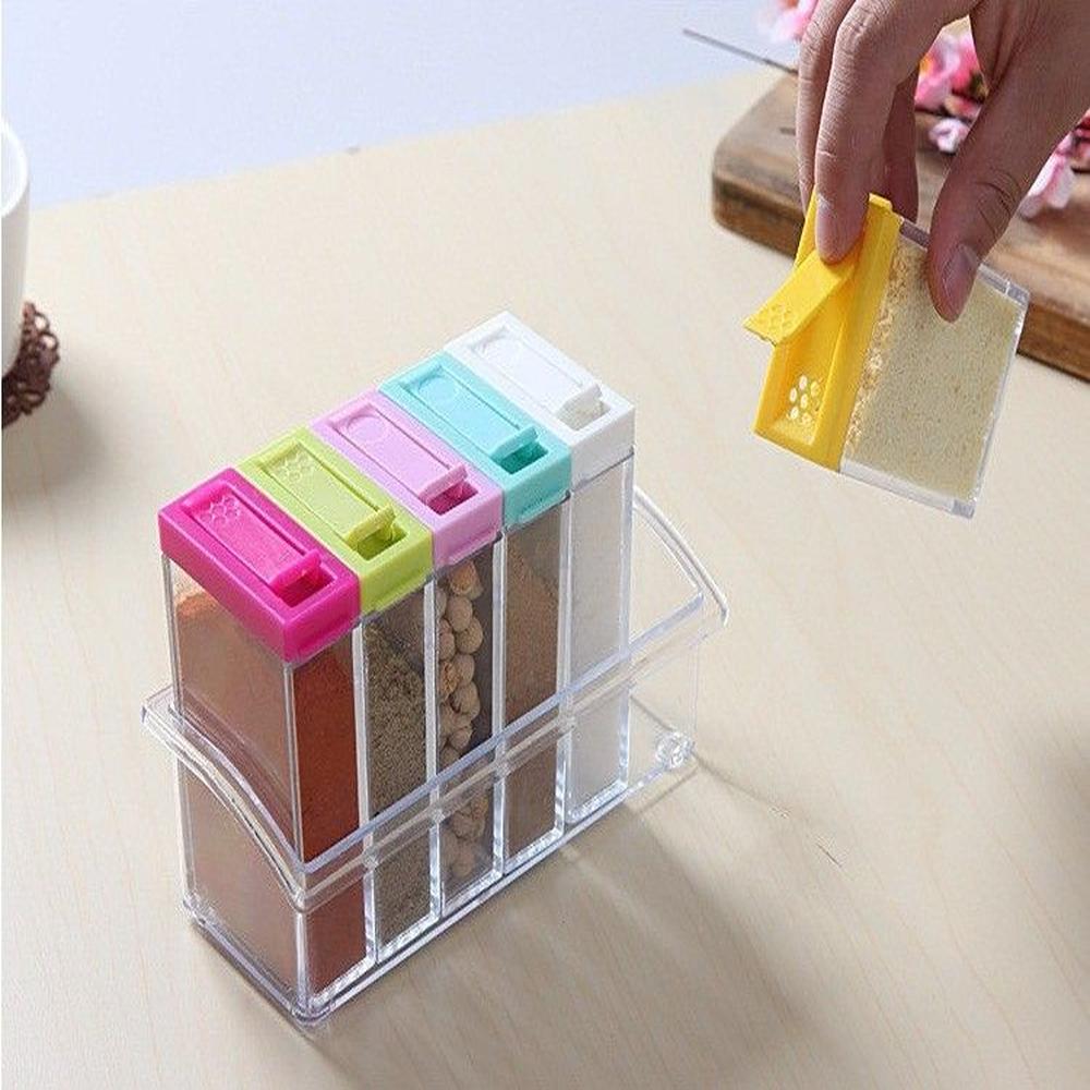 Set x 6 Condimenteros Transparentes Con Tapa - Varios Colores Multicolor Set x 6 Condimenteros Transparentes Con Tapa - Varios Colores Multicolor
