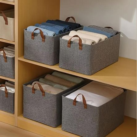 Set x 4 Cajas Organizadoras De Ropa Para Closet Gris