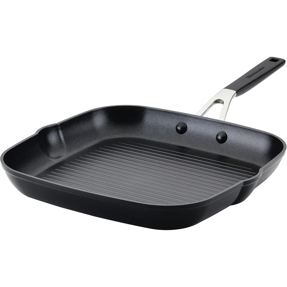 KitchenAid plancha cuadrada 28 cm, anodizada dura antiadherente | Negro
