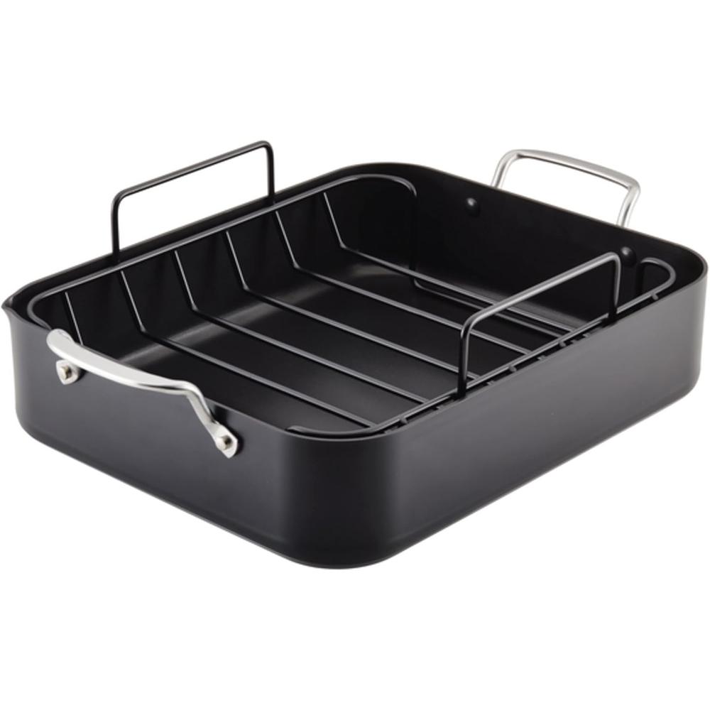 KitchenAid bandeja para asar anodizada dura 33 x 40 cm, rejilla | Negro