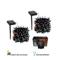 Pack x2 Luces Navideñas Multicolor 20mts con Panel Solar