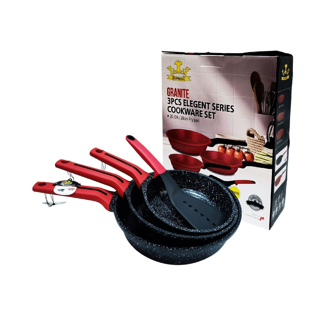 Set de Sartenes con Tapa 20, 24 y 28 cm SUPREMA Cerámico Antiadherente Negro