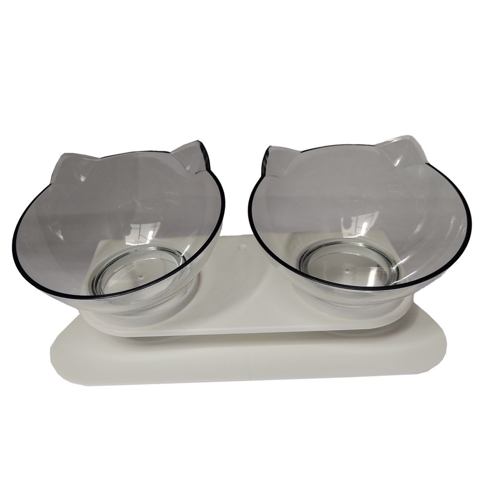 Plato Doble en Altura para Gato Transparente Plato Doble en Altura para Gato Transparente
