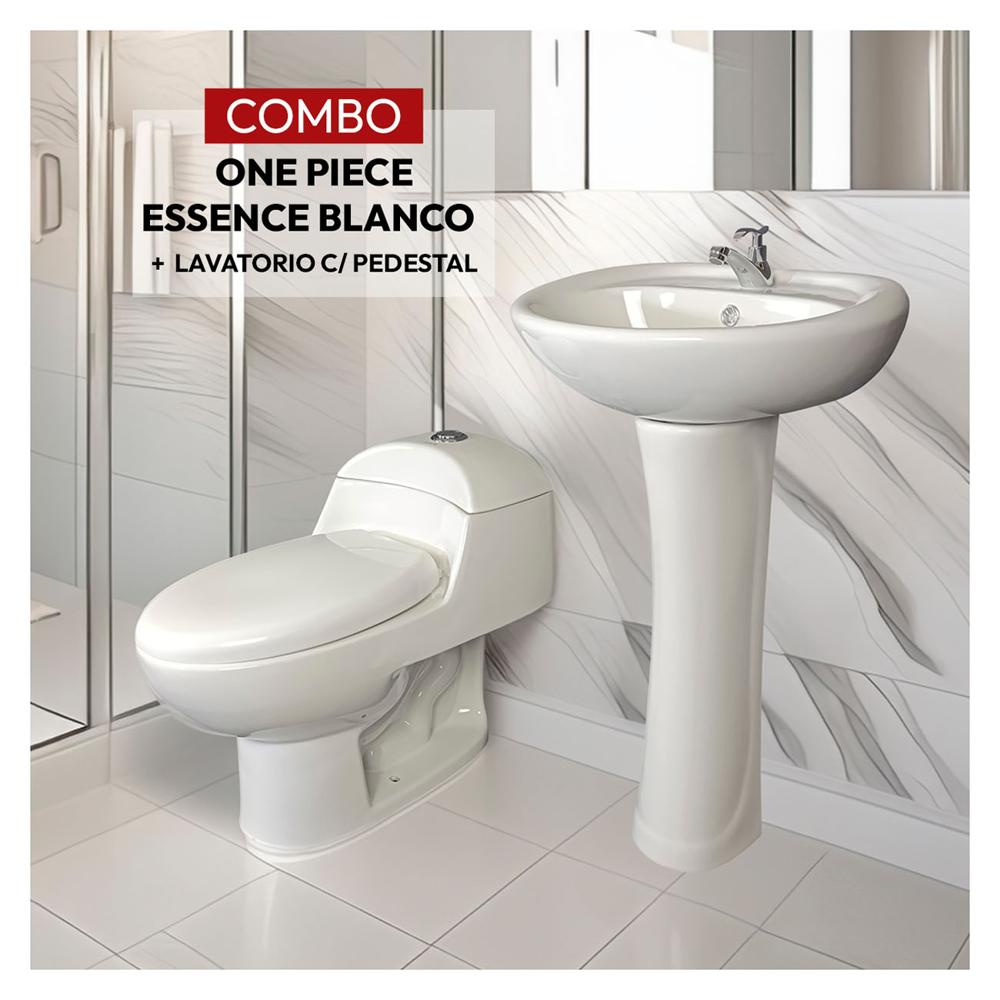 Combo De Inodoro Essence Blanco - Lavatorio C Pedestal Essence Blanco Stone Combo De Inodoro Essence Blanco - Lavatorio C Pedestal Essence Blanco Stone
