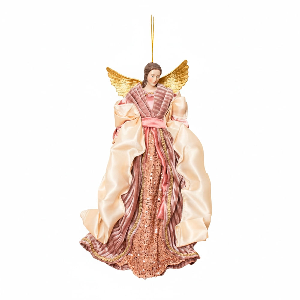 Ángel Decorativo Rosado para Colgar 35.5CM Poliresina