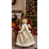 Muñeco Señora Claus Dorada Elegante Navideño Decorativo