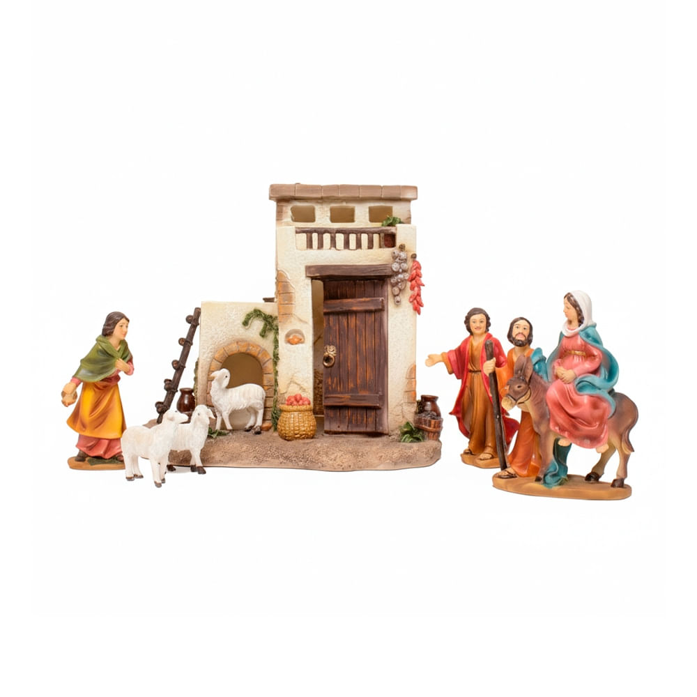Nacimiento La Jornada con Establo 20CM Poliresina