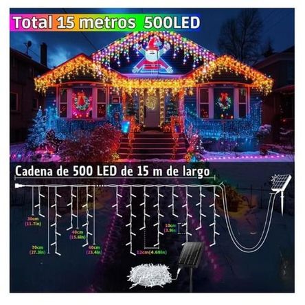 460 luces LED-12 Metros Luces solares de Cortina para exteriores MULTICOLOR