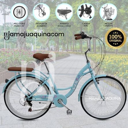 Bicicleta Campera Aro 26 FLORAL CAMPY con Canasta Light Blue Bicicleta Campera Aro 26 FLORAL CAMPY con Canasta Light Blue