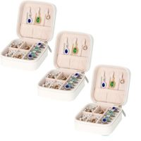 Pack x 3 Mini Organizador de Joyas de Viaje Portátil Color Blanco