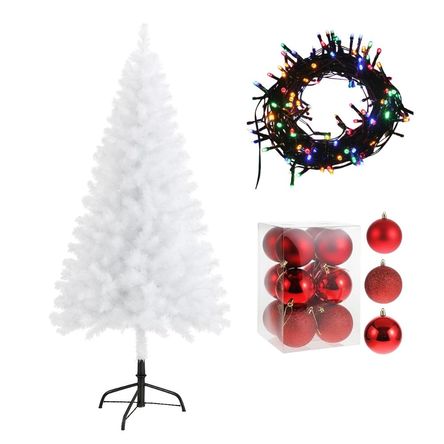 COMBO ÁRBOL DE NAVIDAD 1.8M + LUCES MUSICALES MULTICOLOR 100 FOCOS + 12 BOLAS DE 6CM CH-ARBOL180RJ