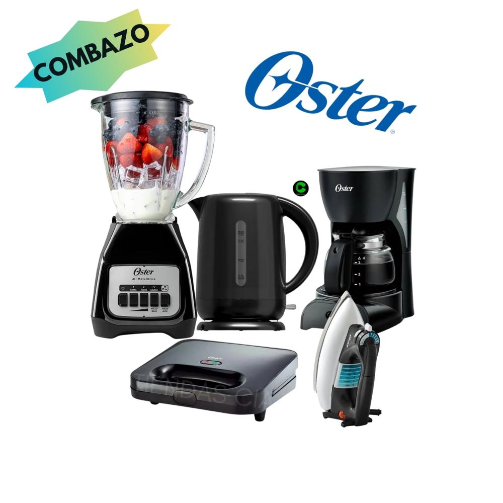 Combazo Oster Licuadora BLSTKAGBPB + Hervidor + Sandwichera + Cafetera Y Plancha