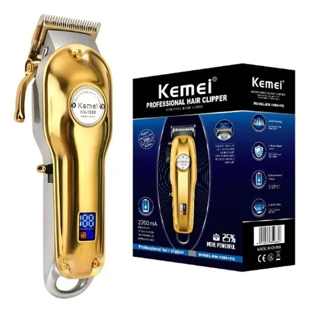 Cortadora De Cabello Recargable Km-1986+pg Con Pantalla Led