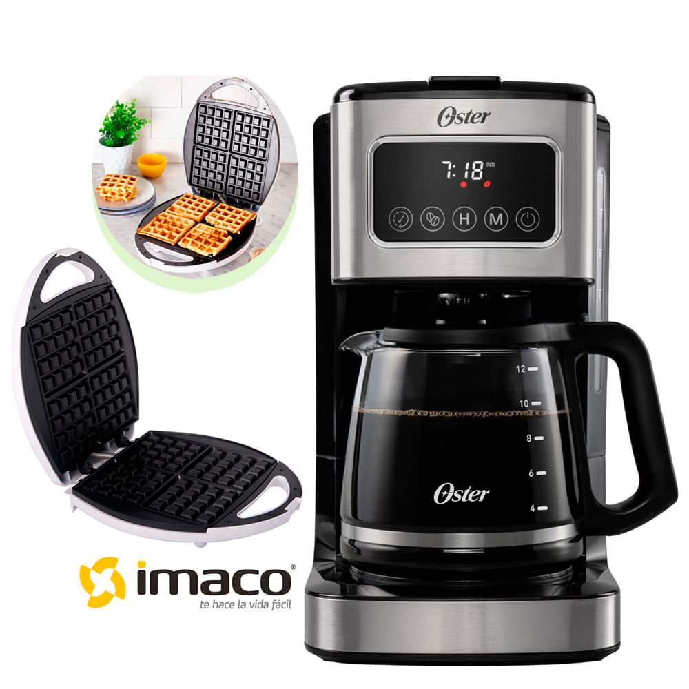 Cafetera Oster Programable con Pantalla Táctil mas Waflera Imaco Cafetera Oster Programable con Pantalla Táctil mas Waflera Imaco