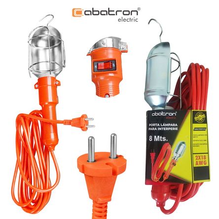 Luz de Trabajo con Protector de Metal 8 Metros ABATRON 18 AWG SWITCH
