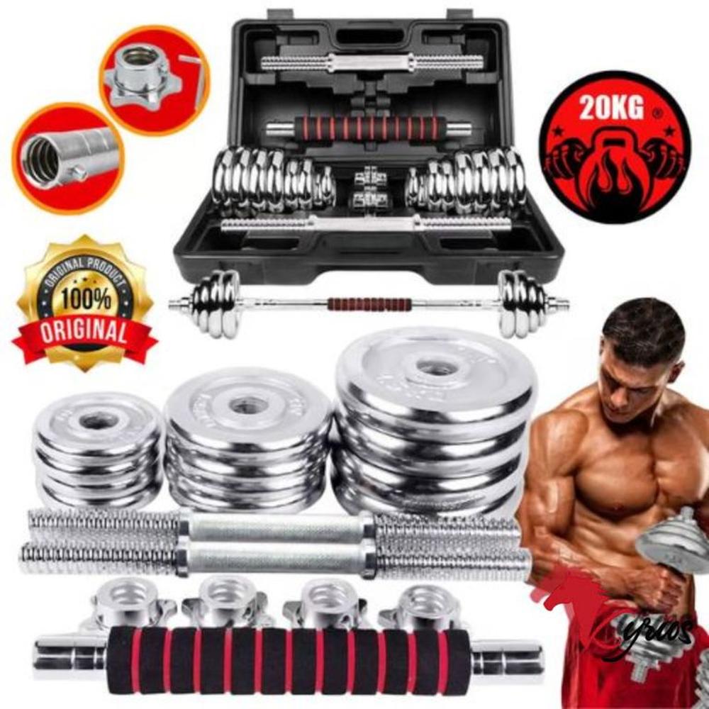 Set De Mancuernas Cromadas De 20 KG