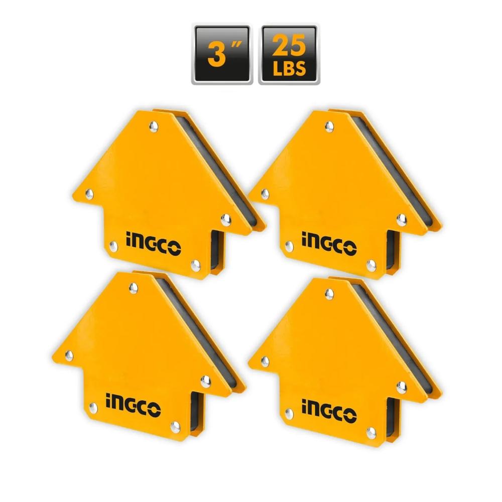 Pack x 4 Unidades Escuadra magnética 3" para Soldar Ingco AMWH25031